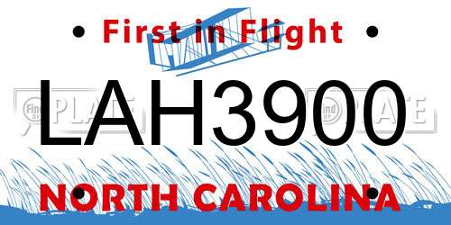 LAH3900 North Carolina License Plate