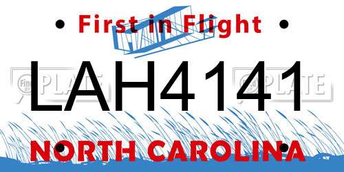 LAH4141 North Carolina License Plate