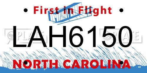 LAH6150 North Carolina License Plate