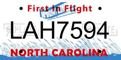 LAH7594 North Carolina License Plate