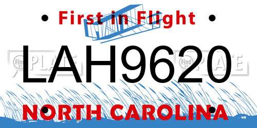 LAH9620 North Carolina License Plate