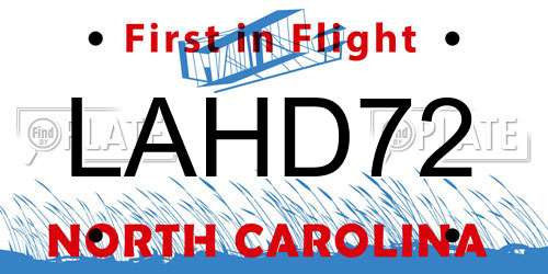 LAHD72 North Carolina License Plate