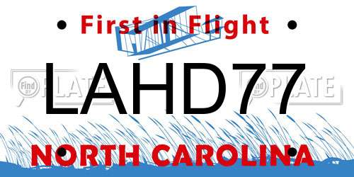 LAHD77 North Carolina License Plate
