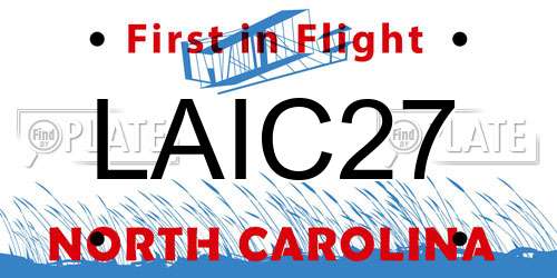 LAIC27 North Carolina License Plate