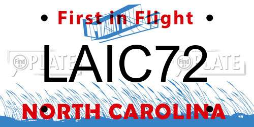 LAIC72 North Carolina License Plate