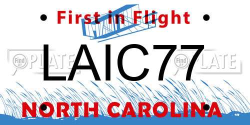LAIC77 North Carolina License Plate