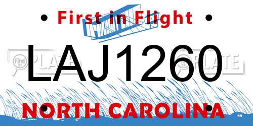 LAJ1260 North Carolina License Plate