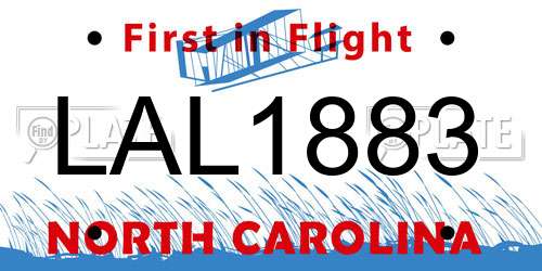 LAL1883 North Carolina License Plate
