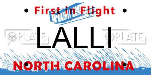 LALLI North Carolina License Plate