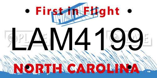 LAM4199 North Carolina License Plate