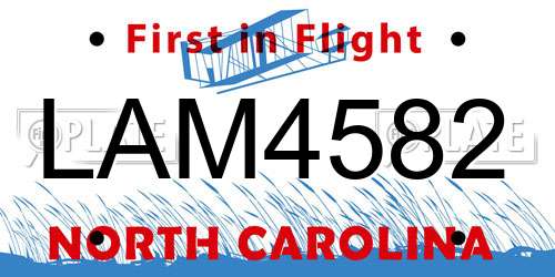 LAM4582 North Carolina License Plate