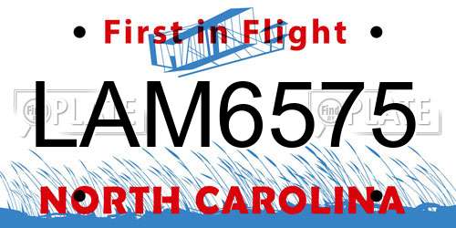 LAM6575 North Carolina License Plate