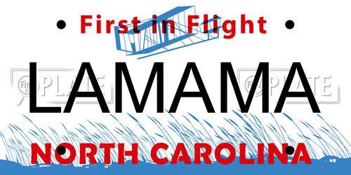 LAMAMA North Carolina License Plate