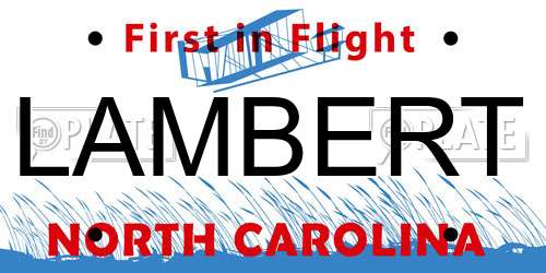 LAMBERT North Carolina License Plate