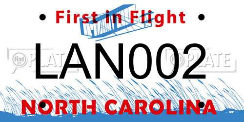 LAN002 North Carolina License Plate