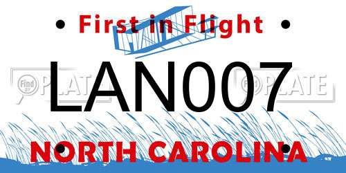 LAN007 North Carolina License Plate
