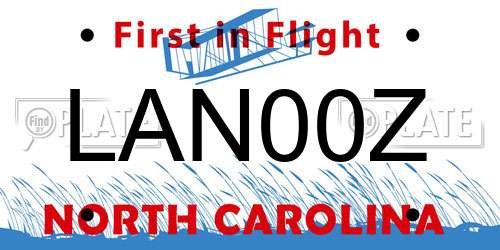 LAN00Z North Carolina License Plate