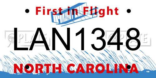 LAN1348 North Carolina License Plate