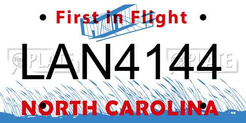 LAN4144 North Carolina License Plate