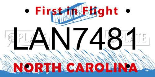 LAN7481 North Carolina License Plate