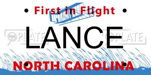 LANCE North Carolina License Plate