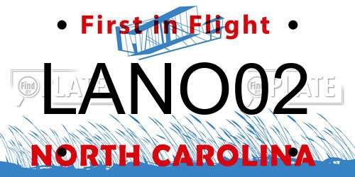 LANO02 North Carolina License Plate