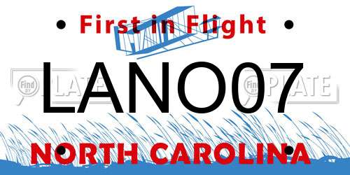 LANO07 North Carolina License Plate