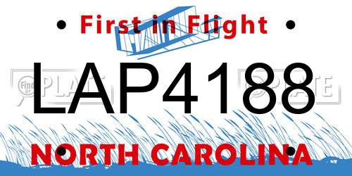 LAP4188 North Carolina License Plate