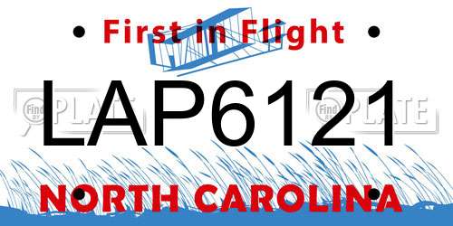 LAP6121 North Carolina License Plate