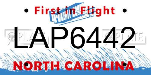 LAP6442 North Carolina License Plate