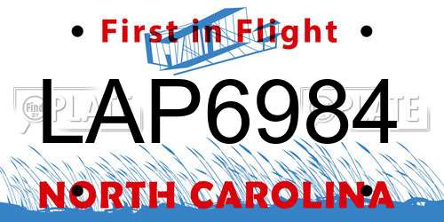 LAP6984 North Carolina License Plate