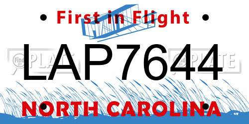 LAP7644 North Carolina License Plate