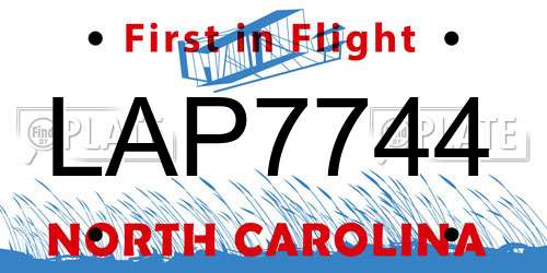 LAP7744 North Carolina License Plate
