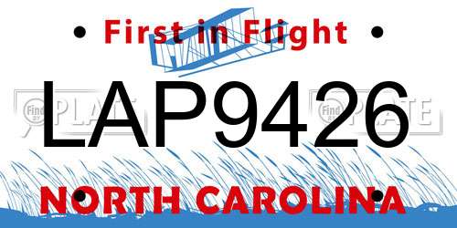 LAP9426 North Carolina License Plate