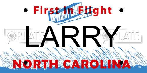 LARRY North Carolina License Plate