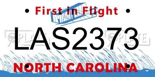 LAS2373 North Carolina License Plate
