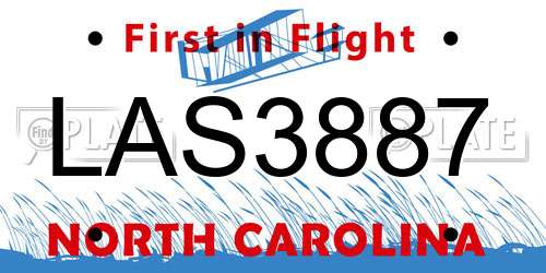 LAS3887 North Carolina License Plate