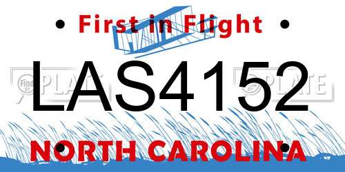 LAS4152 North Carolina License Plate