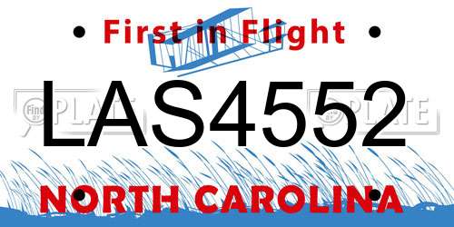 LAS4552 North Carolina License Plate