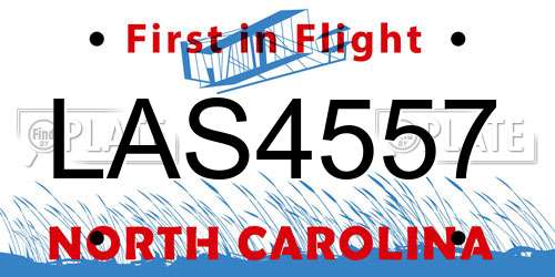 LAS4557 North Carolina License Plate