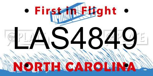 LAS4849 North Carolina License Plate
