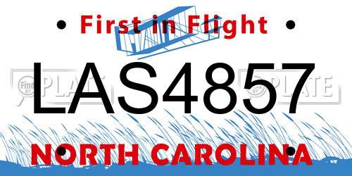 LAS4857 North Carolina License Plate