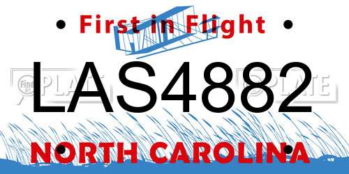 LAS4882 North Carolina License Plate