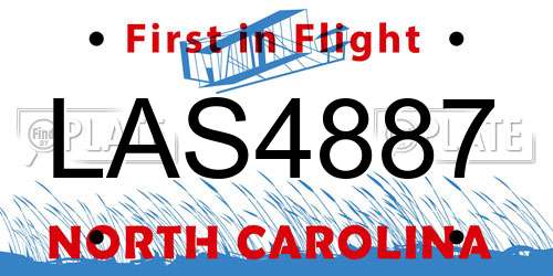LAS4887 North Carolina License Plate