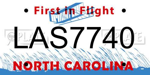 LAS7740 North Carolina License Plate
