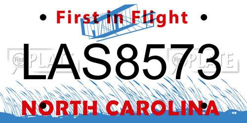LAS8573 North Carolina License Plate