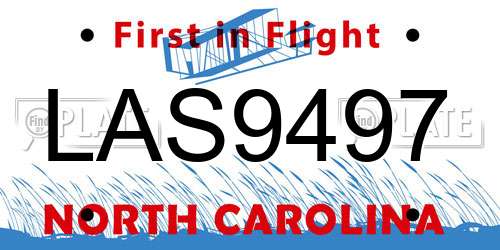 LAS9497 North Carolina License Plate