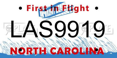 LAS9919 North Carolina License Plate