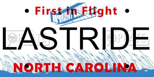 LASTRIDE North Carolina License Plate
