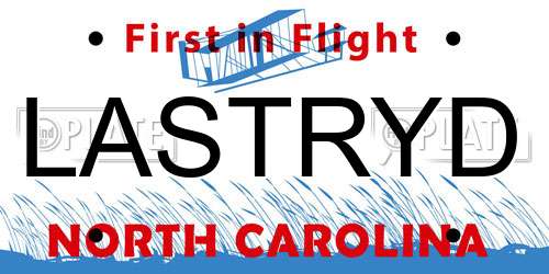 LASTRYD North Carolina License Plate
